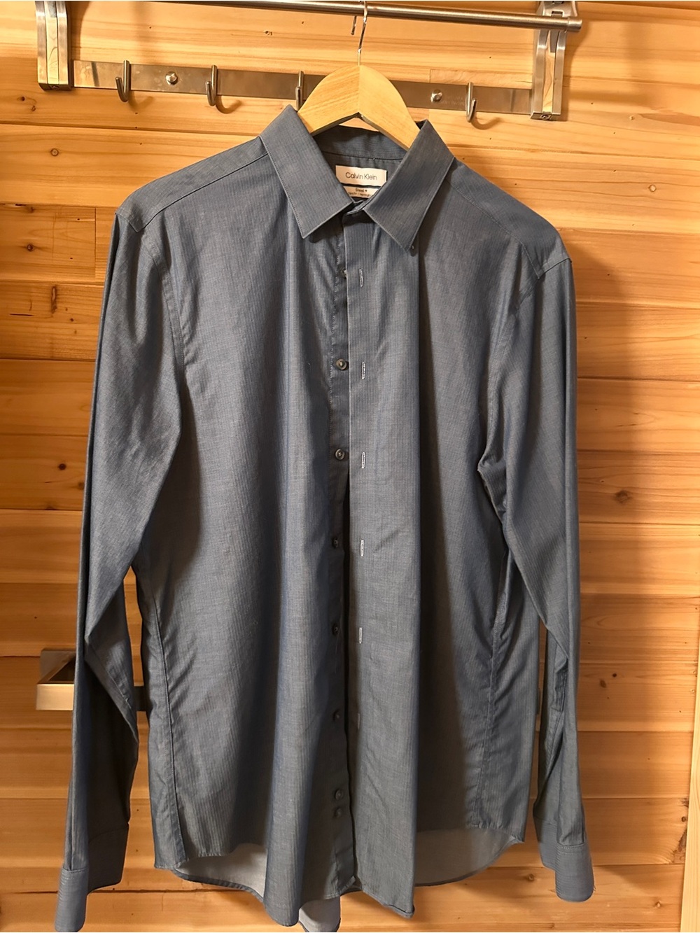 Calvin Klein Men's Slate Blue Long-Sleeve Dress Shirt